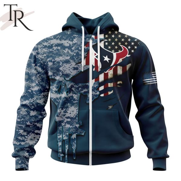 Personalized NFL Houston Texans Special Navy Camo Veteran Design Hoodie