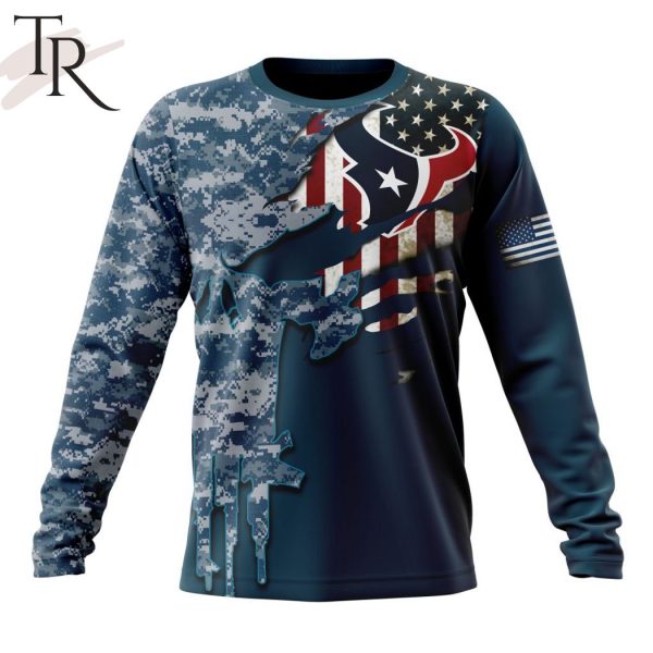 Personalized NFL Houston Texans Special Navy Camo Veteran Design Hoodie