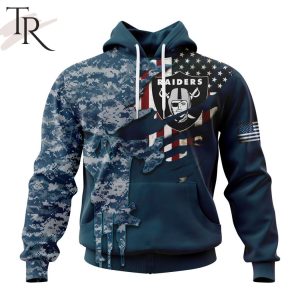 Personalized NFL Las Vegas Raiders Special Navy Camo Veteran Design Hoodie