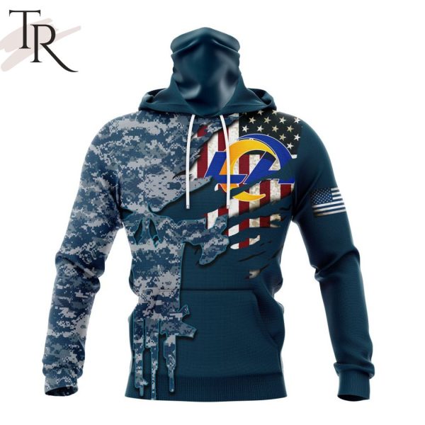 Personalized NFL Los Angeles Rams Special Navy Camo Veteran Design Hoodie