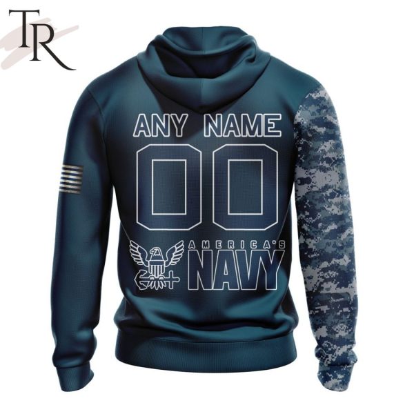 Personalized NFL Minnesota Vikings Special Navy Camo Veteran Design Hoodie