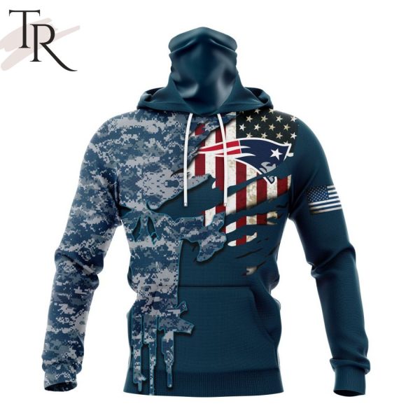 Personalized NFL New England Patriots Special Navy Camo Veteran Design Hoodie
