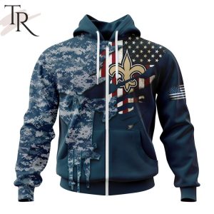 Personalized NFL New Orleans Saints Special Navy Camo Veteran Design Hoodie
