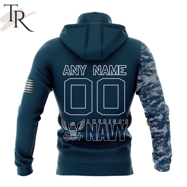 Personalized NFL New Orleans Saints Special Navy Camo Veteran Design Hoodie