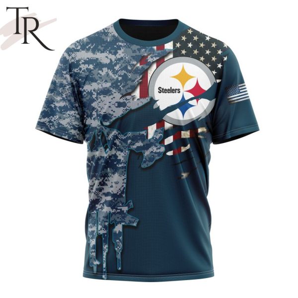 Personalized NFL Pittsburgh Steelers Special Navy Camo Veteran Design Hoodie
