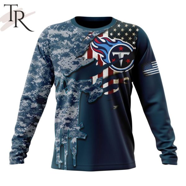 Personalized NFL Tennessee Titans Special Navy Camo Veteran Design Hoodie