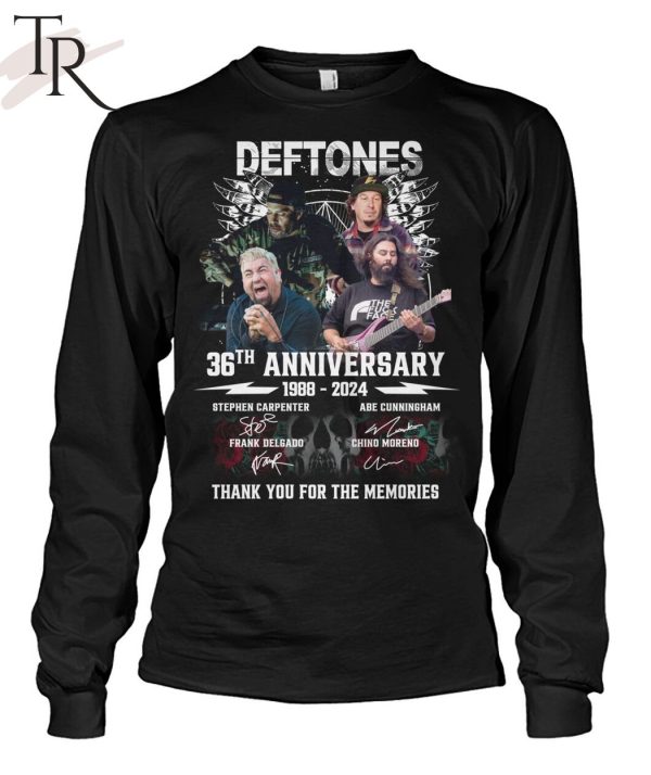 Deftones 36th Anniversary 1988 - 2024 Thank You For The Memories T-Shirt -  Torunstyle