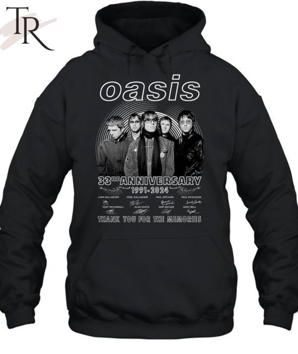 Oasis 33rd Anniversary 1991 – 2024 Thank You For The Memories T-Shirt