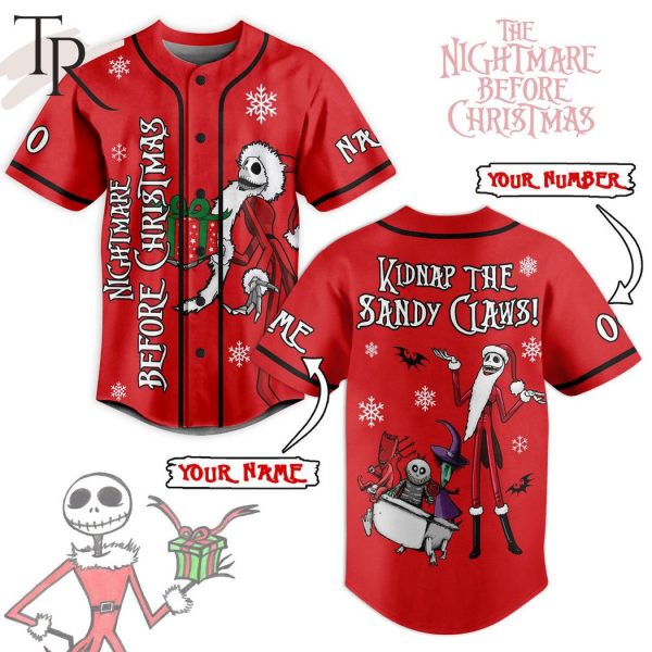 Personalize Nightmare Before Christmas Kidnap The Sandy Claws Baseball Jersey