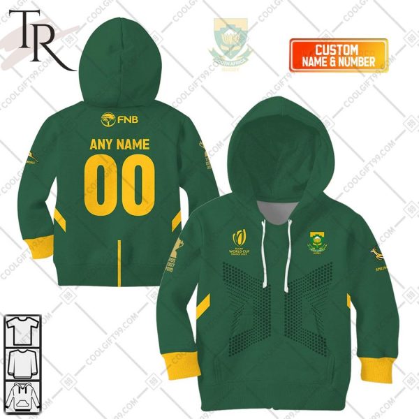 Rugby World Cup 2023 Springboks South Africa Rugby Home Jersey Style Kid Hoodie