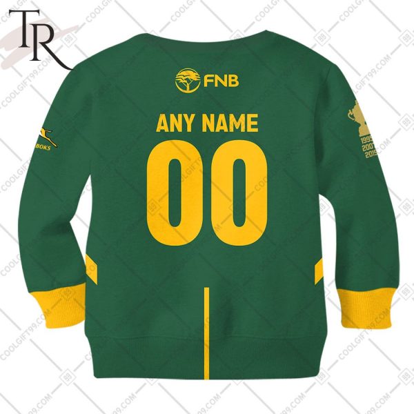 Rugby World Cup 2023 Springboks South Africa Rugby Home Jersey Style Kid Hoodie