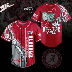 Personalized Alabama Crimson Tide Roll Tide Yall Baseball Jersey