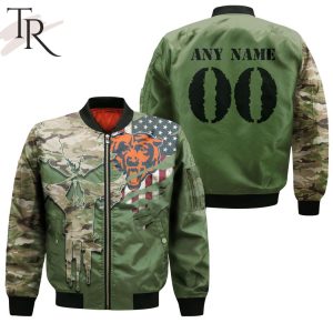 NFL Chicago Bears Special Camo Design For Veterans Day Bomber Jacket