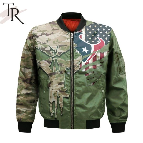 NFL Houston Texans Special Camo Design For Veterans Day Bomber Jacket