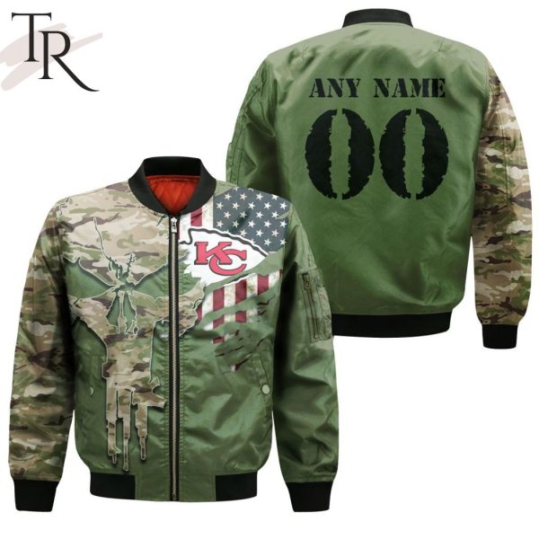 NFL Kansas City Chiefs Special Camo Design For Veterans Day Bomber Jacket
