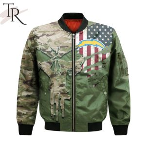 NFL Los Angeles Chargers Special Camo Design For Veterans Day Bomber Jacket