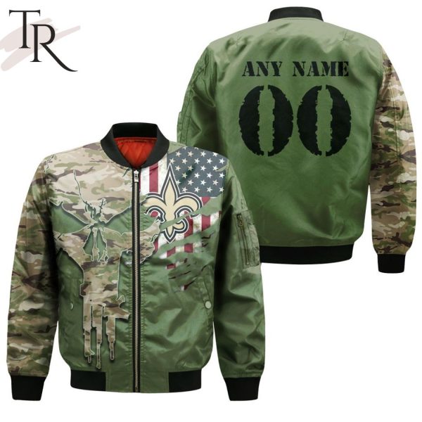 NFL New Orleans Saints Special Camo Design For Veterans Day Bomber Jacket
