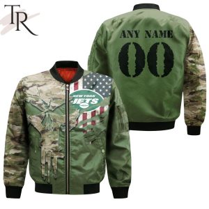 NFL New York Jets Special Camo Design For Veterans Day Bomber Jacket