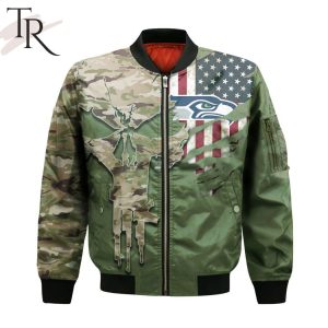 NFL Seattle Seahawks Special Camo Design For Veterans Day Bomber Jacket