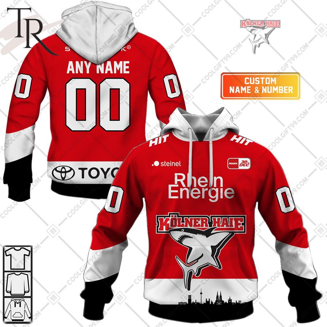 DEL EHC Red Bull Munchen 2324 Home Jersey Style Hoodie - Torunstyle