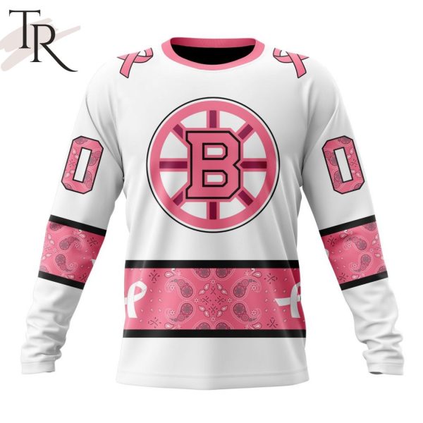 NEW] Personalized NHL Boston Bruins In Classic Style With Paisley! IN OCTOBER WE WEAR PINK BREAST CANCER Hoodie