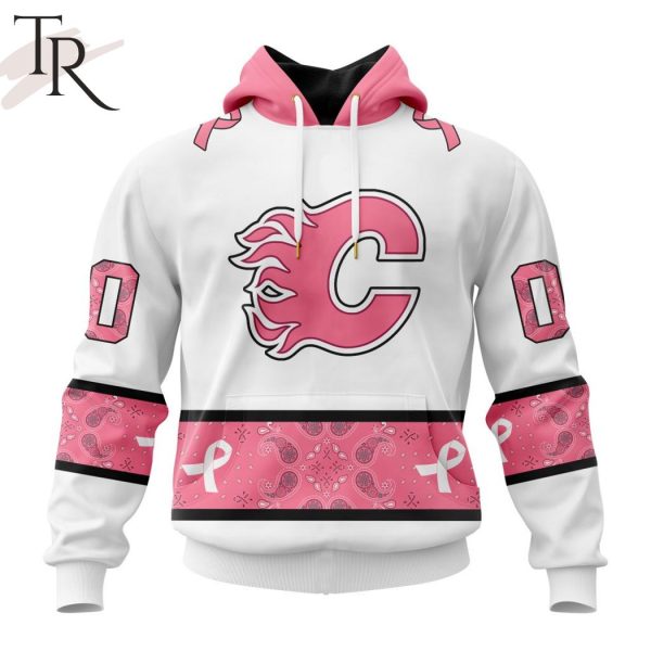 NEW] Personalized NHL Calgary Flames In Classic Style With Paisley! IN OCTOBER WE WEAR PINK BREAST CANCER Hoodie