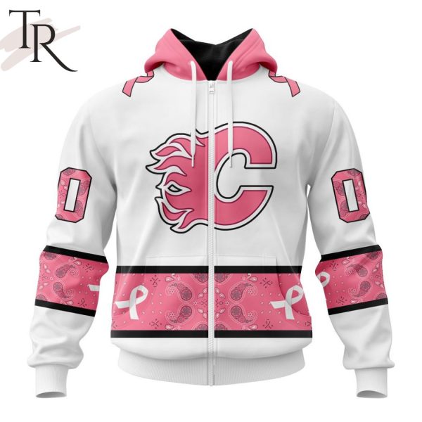 NEW] Personalized NHL Calgary Flames In Classic Style With Paisley! IN OCTOBER WE WEAR PINK BREAST CANCER Hoodie