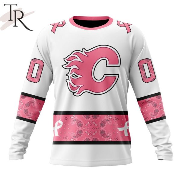 NEW] Personalized NHL Calgary Flames In Classic Style With Paisley! IN OCTOBER WE WEAR PINK BREAST CANCER Hoodie