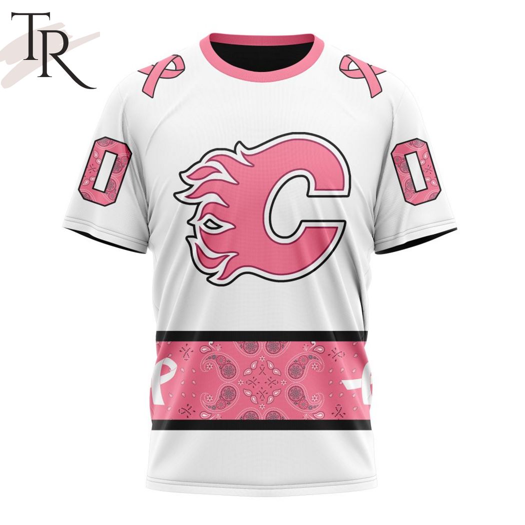 NEW] Personalized NHL Calgary Flames In Classic Style With Paisley! IN OCTOBER WE WEAR PINK BREAST CANCER Hoodie