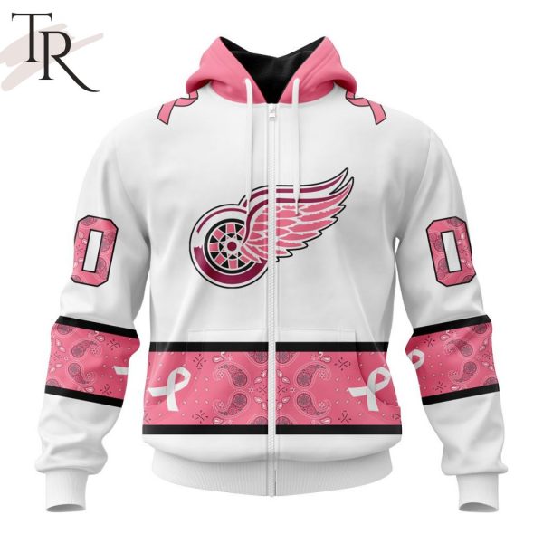 NEW] Personalized NHL Detroit Red Wings In Classic Style With Paisley! IN OCTOBER WE WEAR PINK BREAST CANCER Hoodie