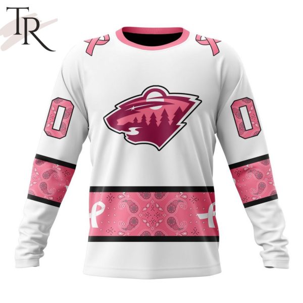 NEW] Personalized NHL Minnesota Wild In Classic Style With Paisley! IN OCTOBER WE WEAR PINK BREAST CANCER Hoodie