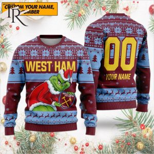 Personalized EPL West Ham Grinch Ugly Sweater All Over Print For Fan – Limited Edition
