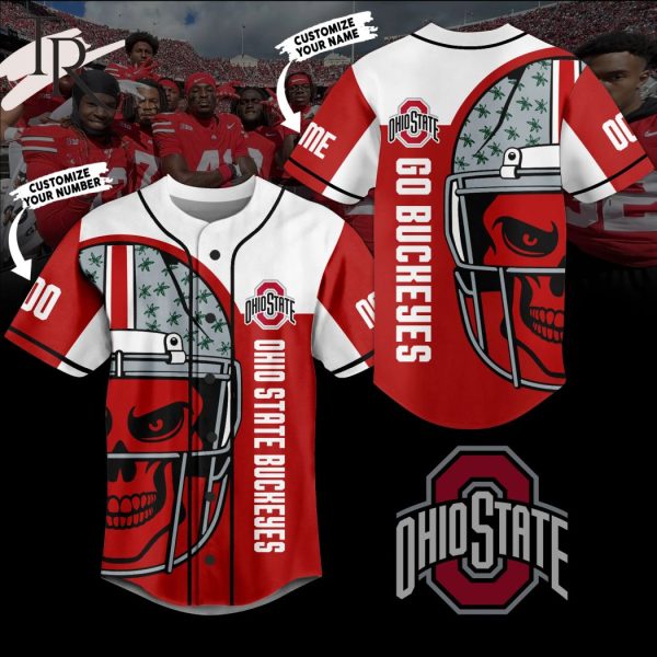 Personalized Ohio State Buckeyes Go Buckeyes Skull Face Baseball Jersey