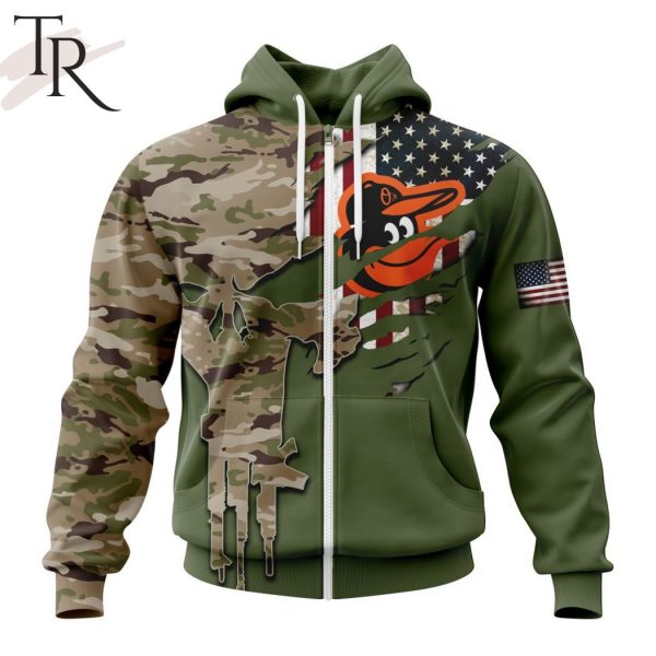 MLB Baltimore Orioles Special Camo Design For Veterans Day Hoodie