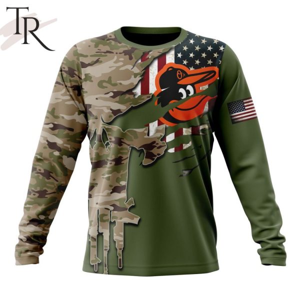 MLB Baltimore Orioles Special Camo Design For Veterans Day Hoodie