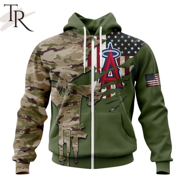 MLB Los Angeles Angels Special Camo Design For Veterans Day Hoodie