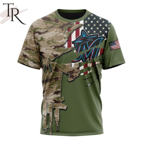 MLB Miami Marlins Special Camo Design For Veterans Day Hoodie