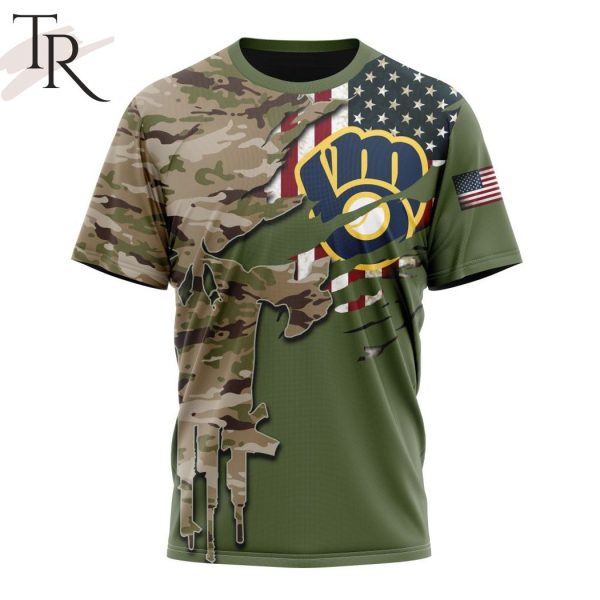 MLB Milwaukee Brewers Special Camo Design For Veterans Day Hoodie