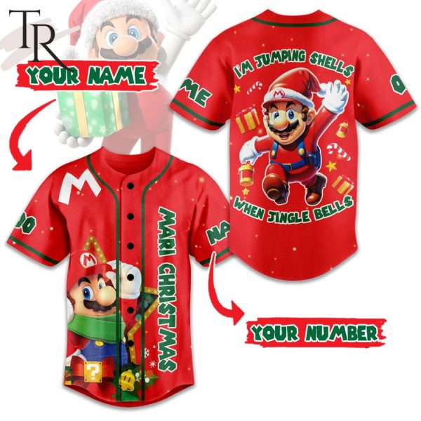 Personalized Mari Christmas I’m Jumping Shells When Jingle Beels Mario Baseball Jersey