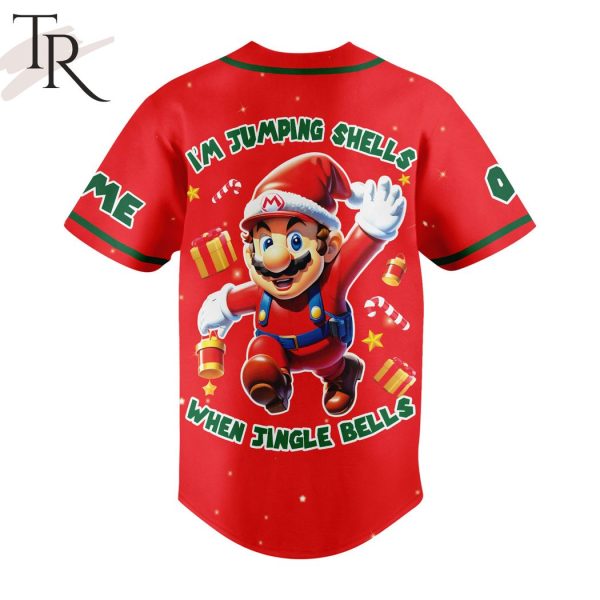 Personalized Mari Christmas I’m Jumping Shells When Jingle Beels Mario Baseball Jersey