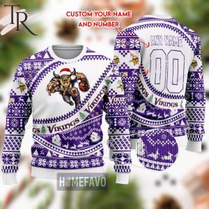 NFL Minnesota Vikings Mascot Woolen Christmas Full Print Sweater