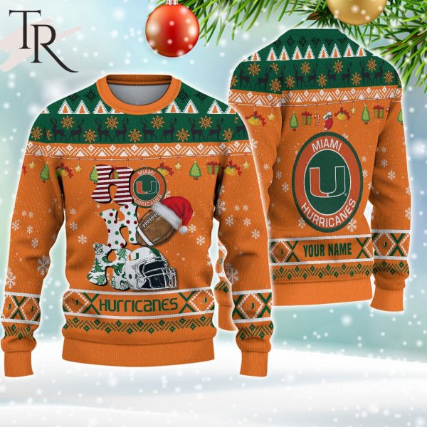 NCAA Miami Hurricanes HO HO HO Ugly Christmas Sweater