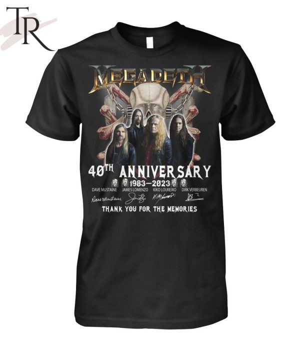 Megadeth 40th Anniversary 1983 – 2023 Signature Thank You For The Memories T-Shirt