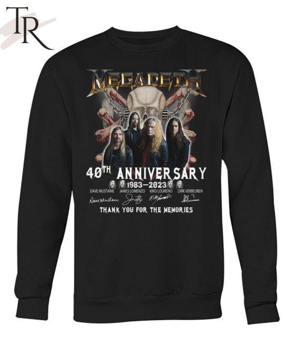 Megadeth 40th Anniversary 1983 – 2023 Signature Thank You For The Memories T-Shirt