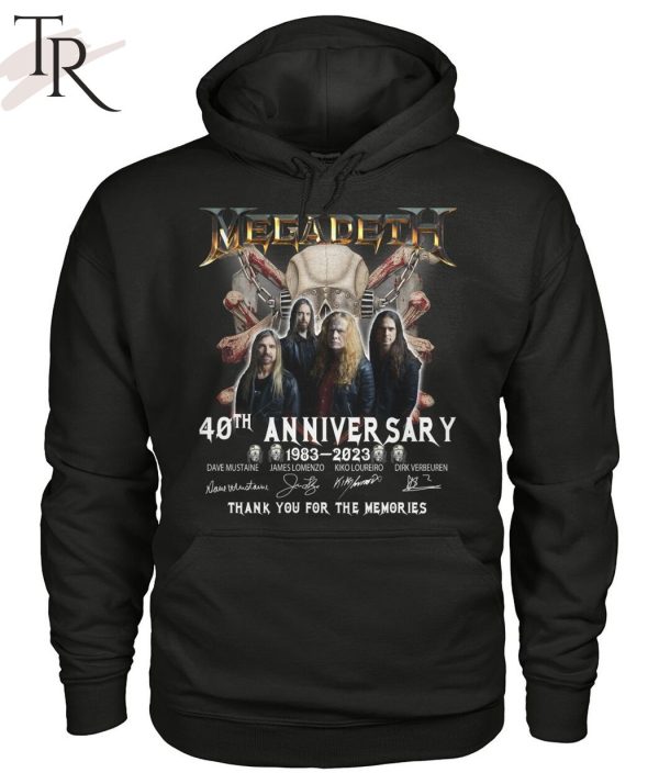 Megadeth 40th Anniversary 1983 – 2023 Signature Thank You For The Memories T-Shirt