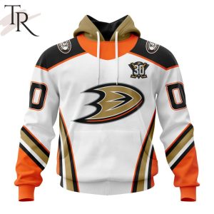 NHL Anaheim Ducks Personalized 2023 Away With 30th Anniversary Logo Hoodie