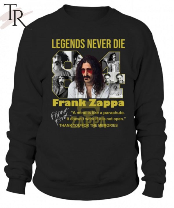 Legends Never Die Frank Zappa Thank You For The Memories T-Shirt