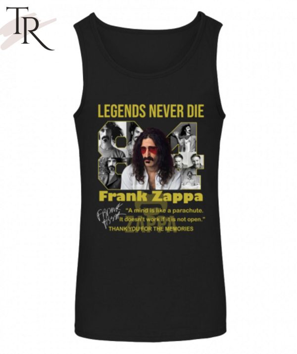 Legends Never Die Frank Zappa Thank You For The Memories T-Shirt