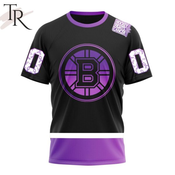NHL Boston Bruins Special Black Hockey Fights Cancer Kits Hoodie