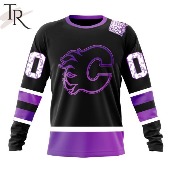 NHL Calgary Flames Special Black Hockey Fights Cancer Kits Hoodie